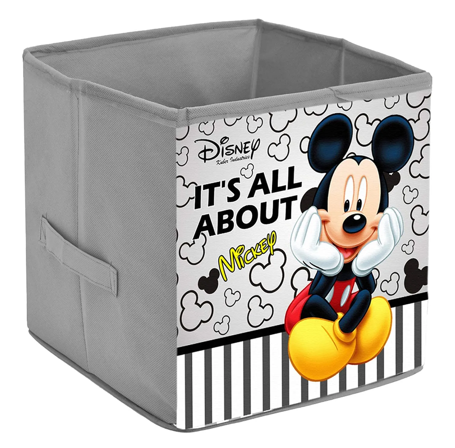 Kuber Industries Disney Mickey Printed Multipurposes Storage Box/Organizer With Handles- Pack of 6 (Grey) -HS43KUBMART26279