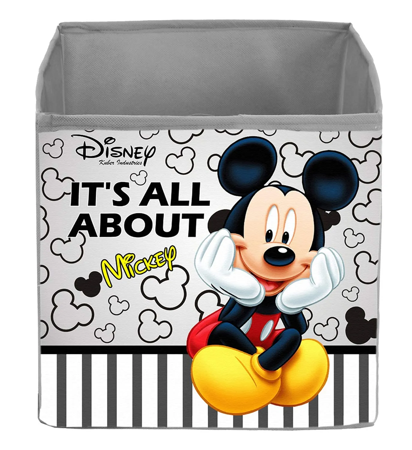 Kuber Industries Disney Mickey Printed Multipurposes Storage Box/Organizer With Handles- Pack of 6 (Grey) -HS43KUBMART26279