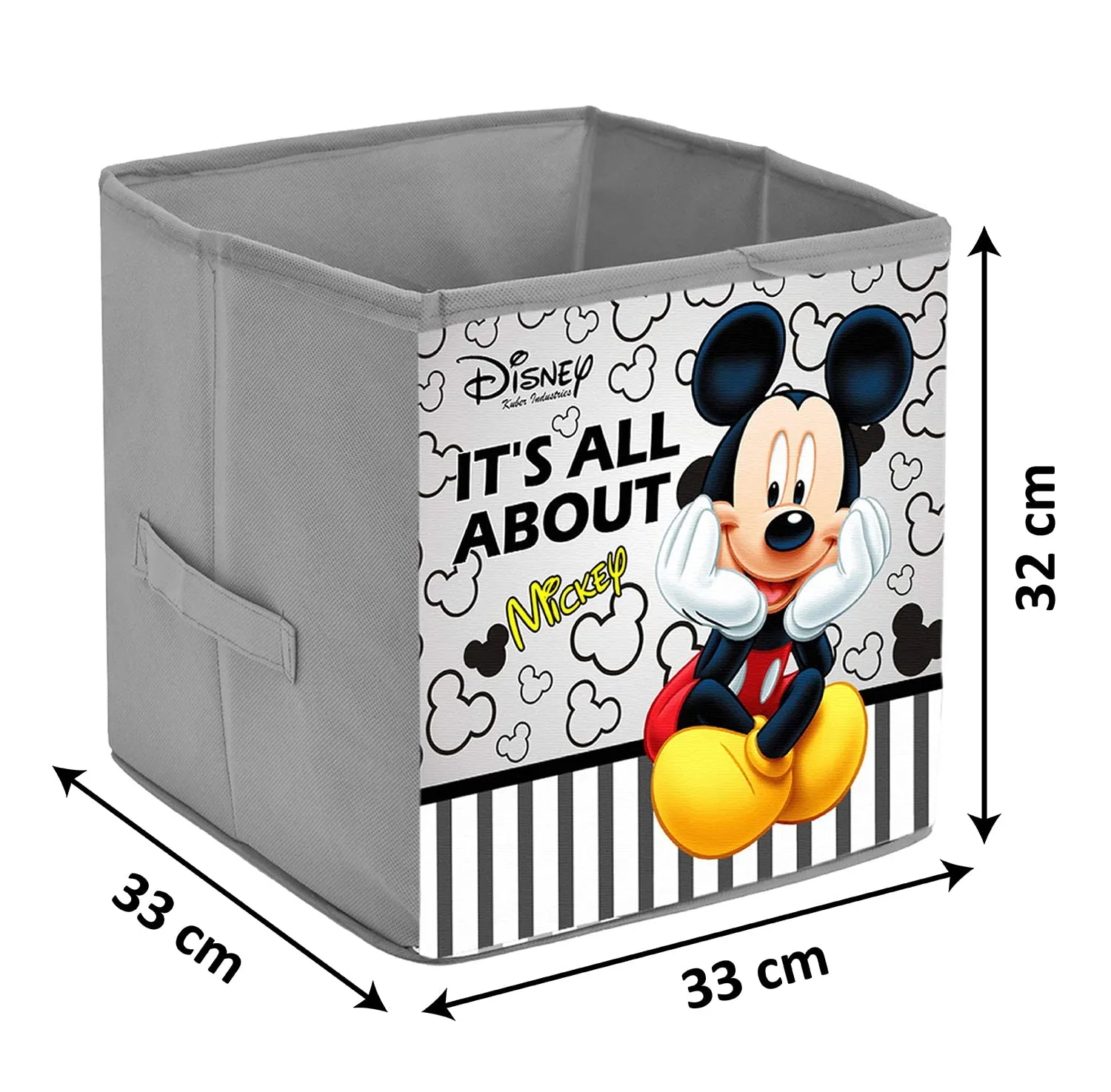 Kuber Industries Disney Mickey Printed Multipurposes Storage Box/Organizer With Handles- Pack of 6 (Grey) -HS43KUBMART26279