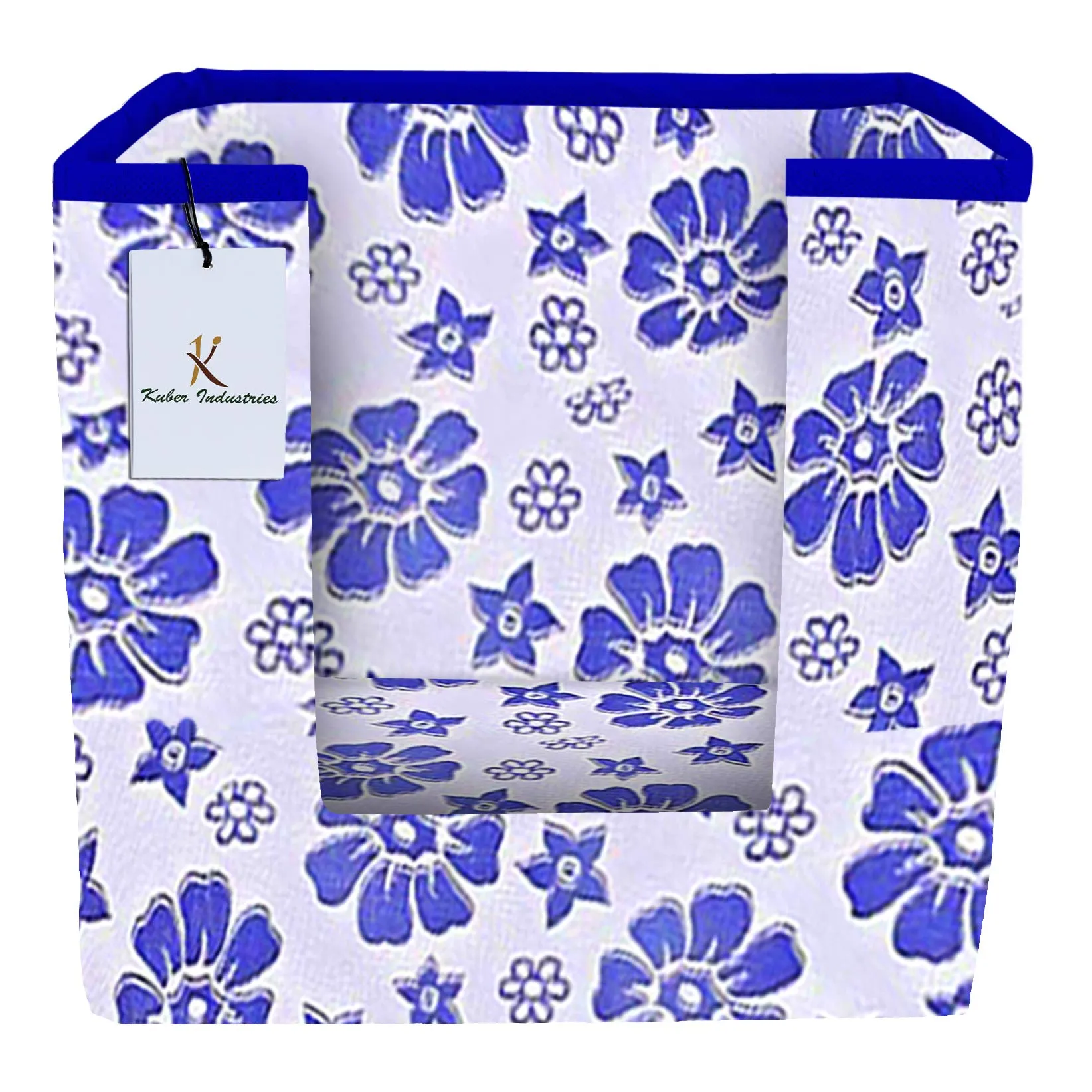 Kuber Industries Flower Printed 2 Piece Non Woven Shirt Stacker Wardrobe Organizer Set, (Ivory& Red, Royal Blue) - CTKTC35019