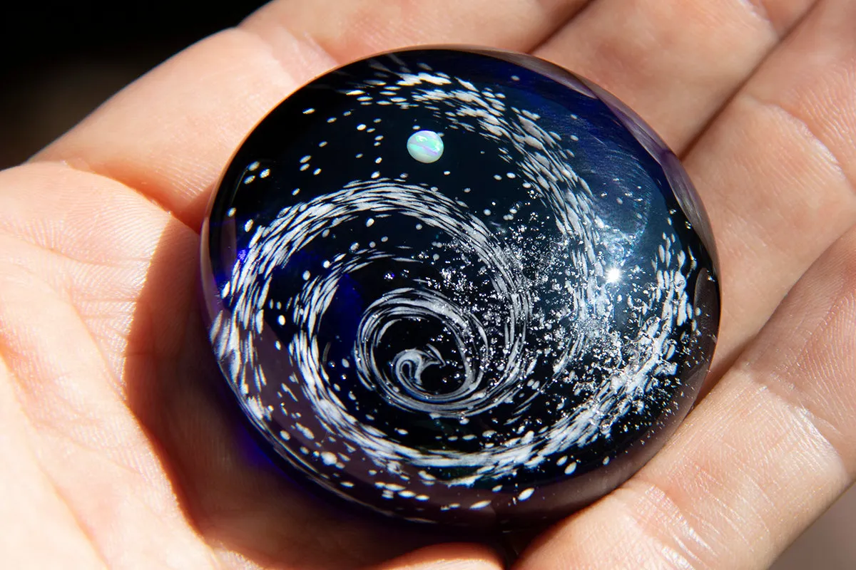 Large Galactic Swirl Touchstone with Opal Planet