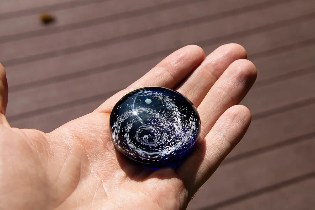 Large Galactic Swirl Touchstone with Opal Planet