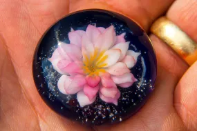 Large Glass Lotus with Cremation Ashes