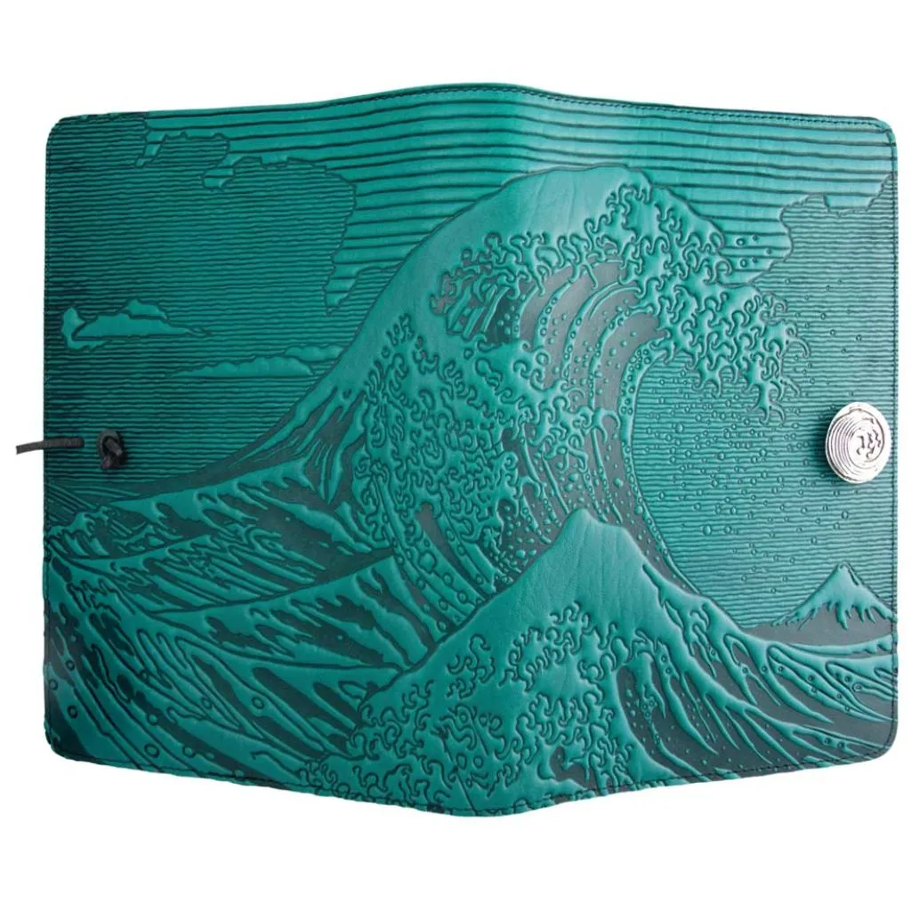 Leather Refillable Journal Notebook, Hokusai Wave