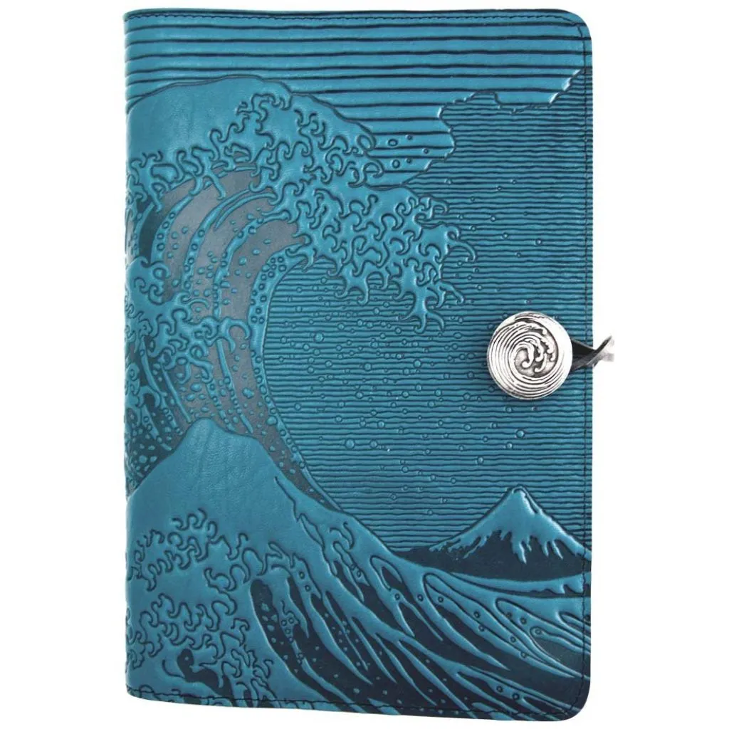 Leather Refillable Journal Notebook, Hokusai Wave