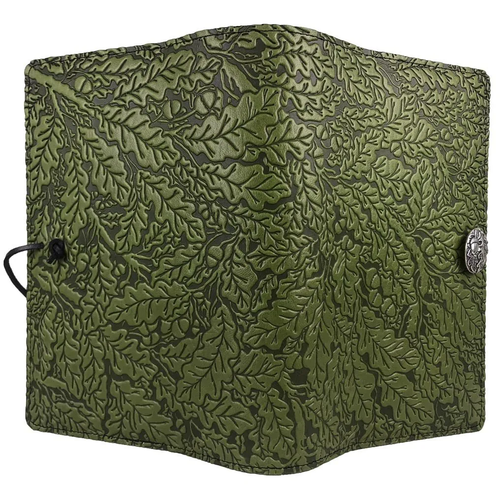 Leather Refillable Journal Notebook, Oak Leaves