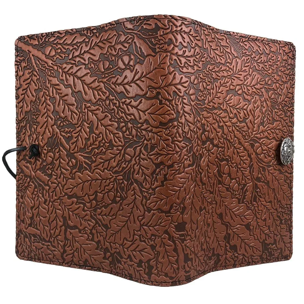 Leather Refillable Journal Notebook, Oak Leaves