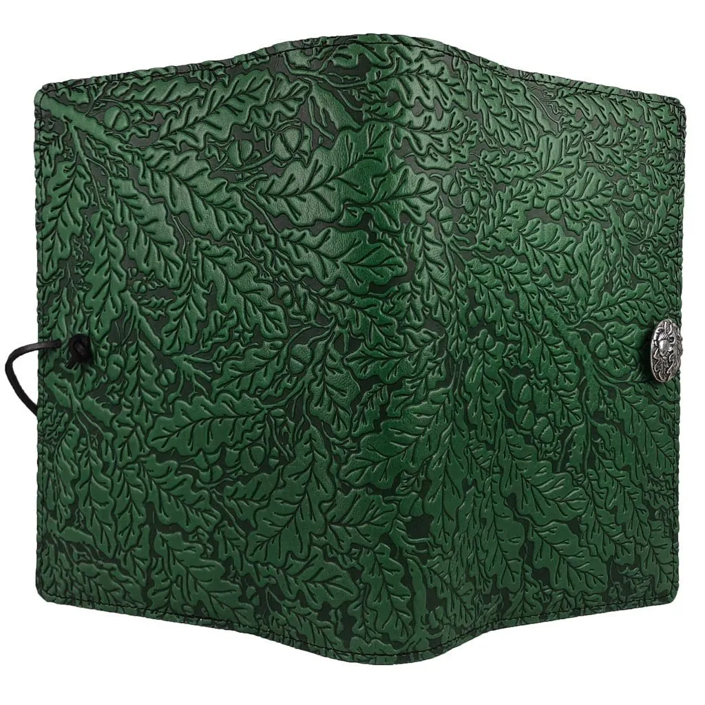 Leather Refillable Journal Notebook, Oak Leaves