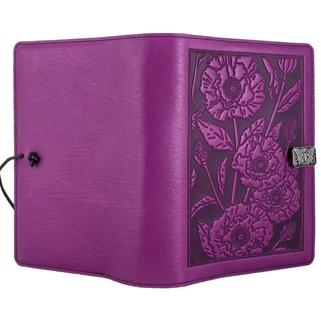 Leather Refillable Journal Notebook, Oriental Poppy