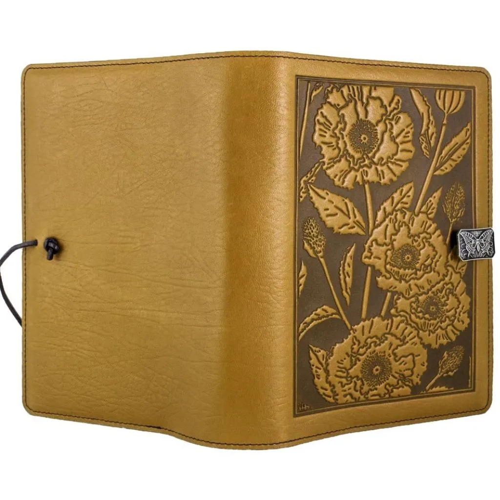 Leather Refillable Journal Notebook, Oriental Poppy