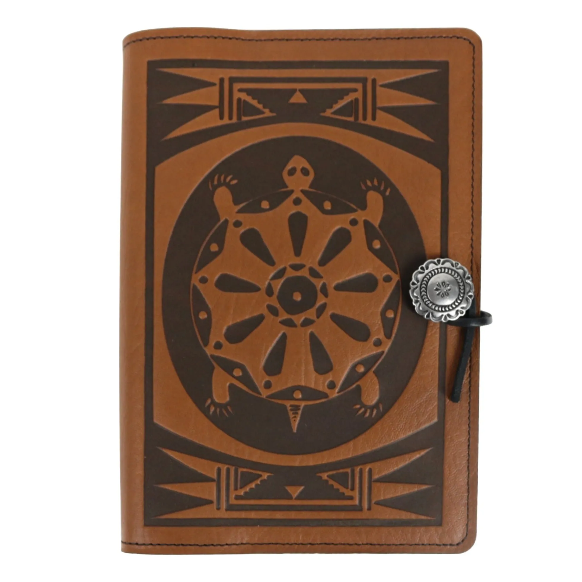 Leather Refillable Journal Notebook, Tribal Turtle