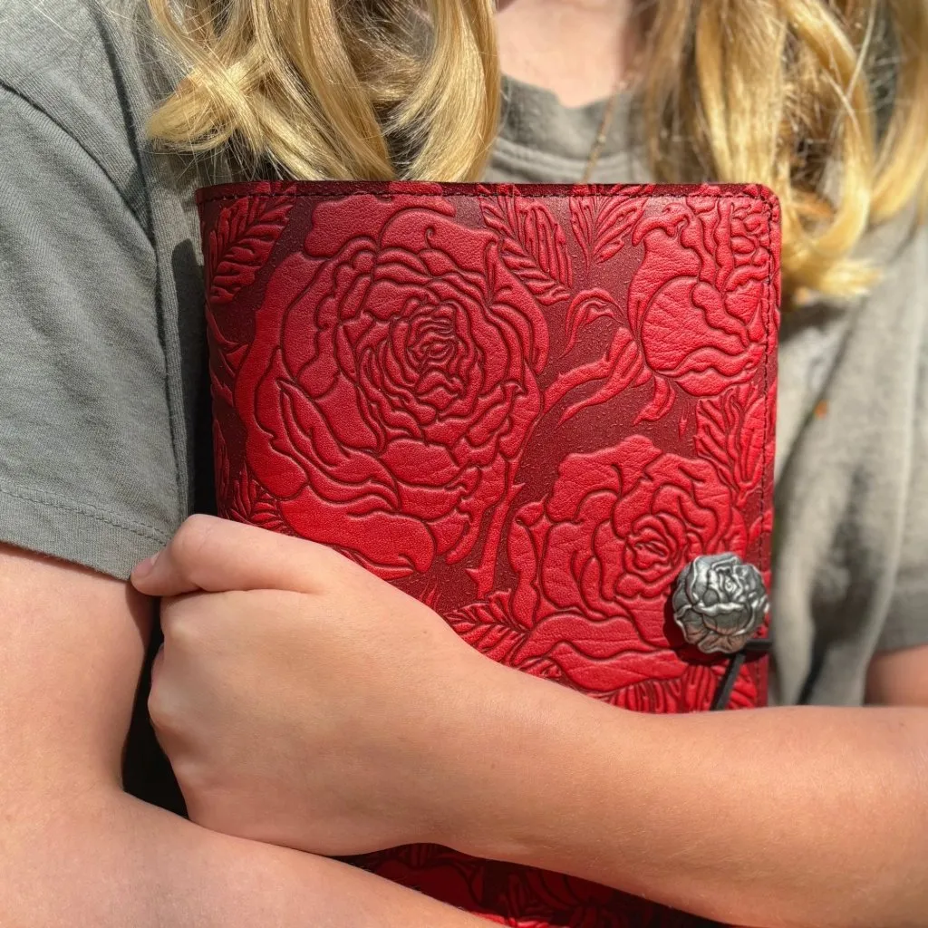 Leather Refillable Journal Notebook, Wild Rose