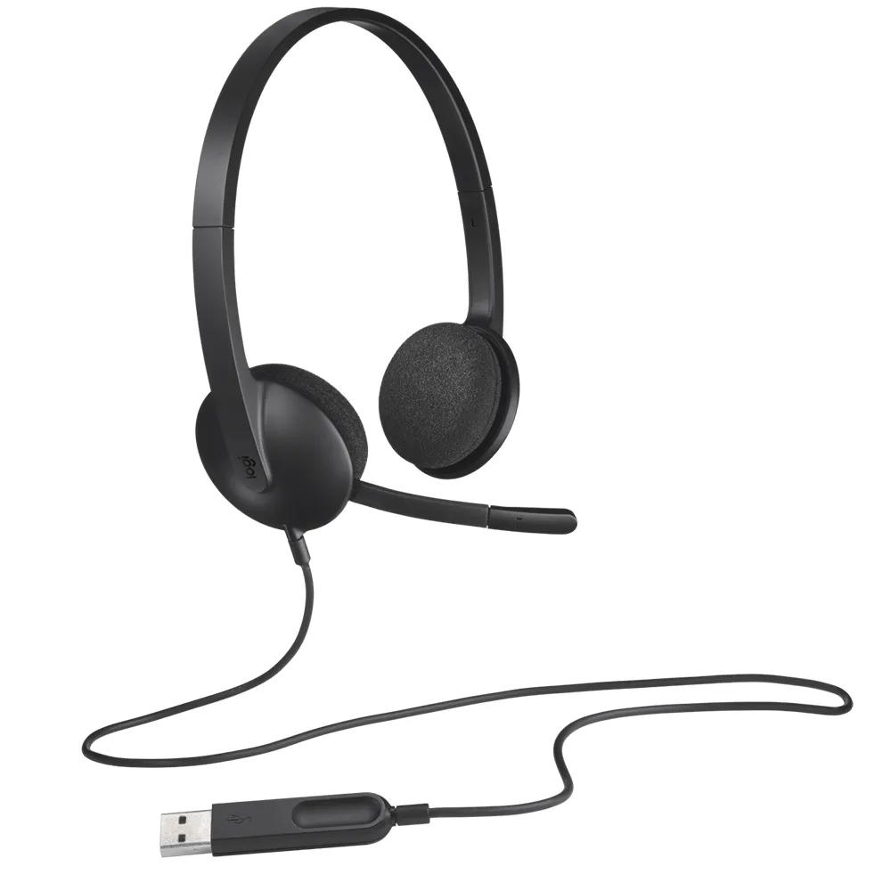 Logitech H340 USB Computer Headset with Noise Cancelling Microphone | Clear Digital Audio | Adjustable Headband