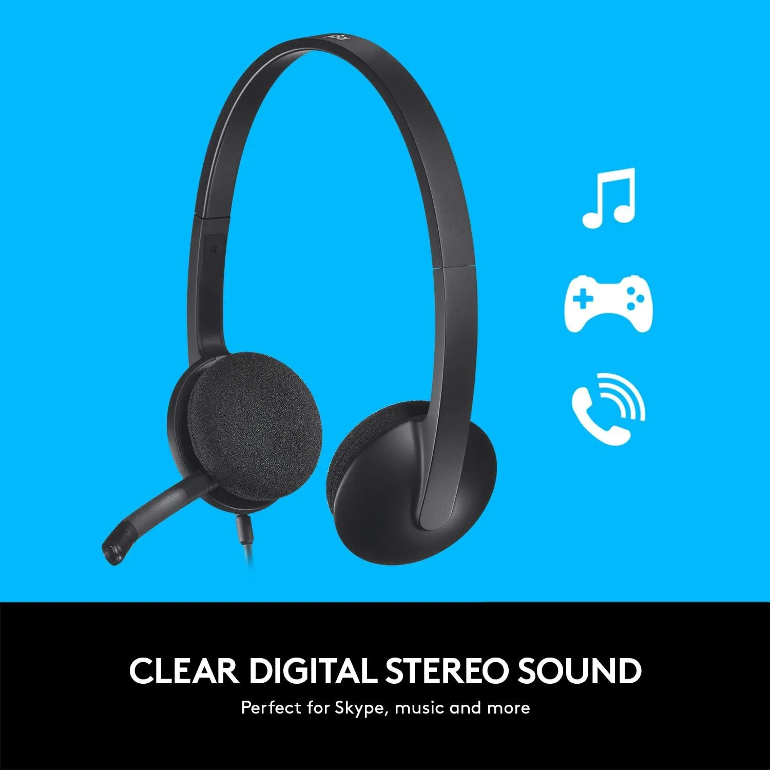 Logitech H340 USB Computer Headset with Noise Cancelling Microphone | Clear Digital Audio | Adjustable Headband