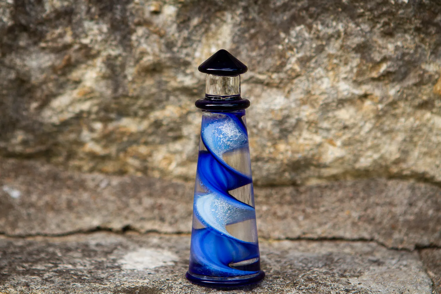 Memorial Glass Lighthouse with Cremation Ashes