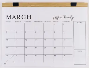 Monthly To-Do Calendar with Wood Hanger