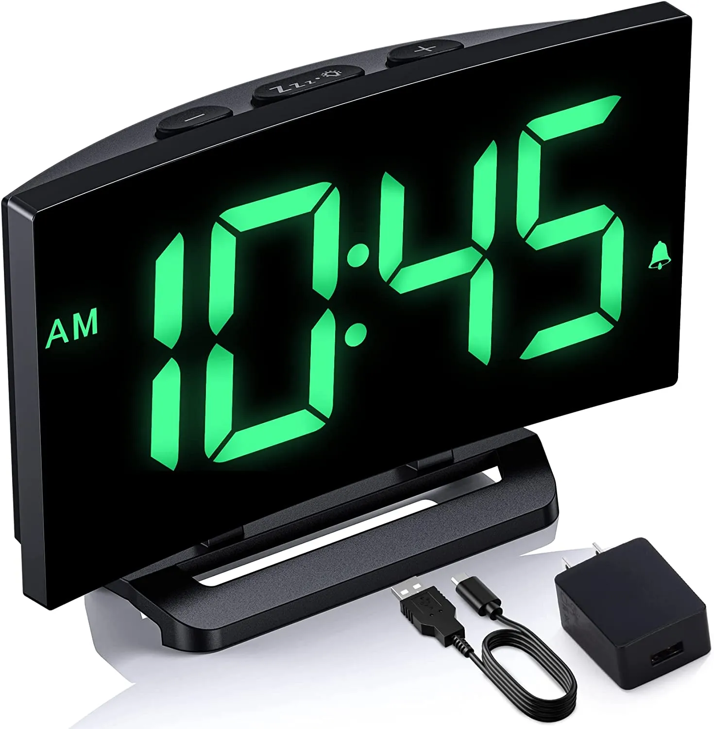 Mpow Alarm Clock for Bedrooms Kids, Digital Clock Curved Design, 6 Levels Brightness, Battery Backup