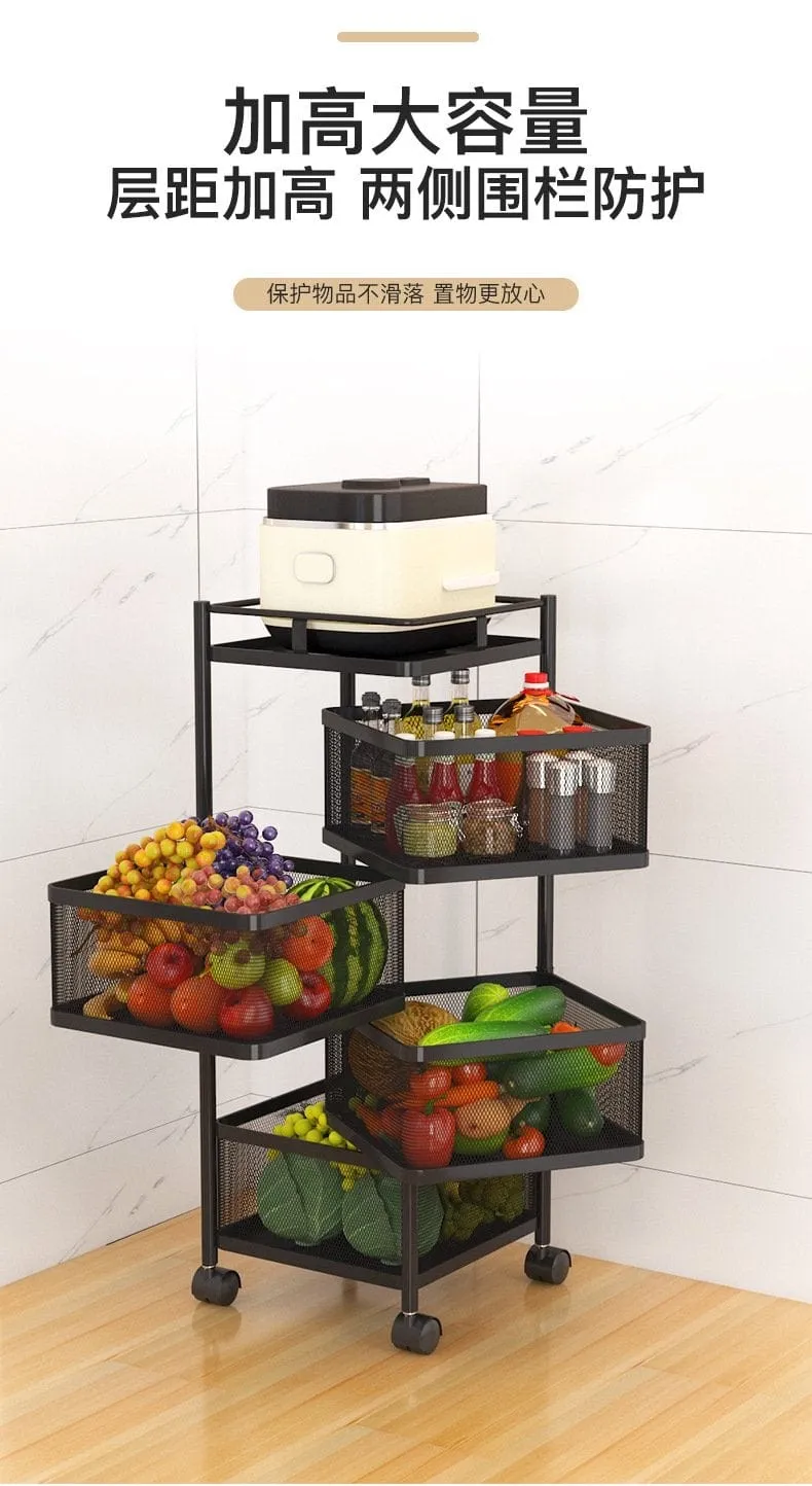 Multi-function Kitchen Vegetable Basket Rotating Organizer