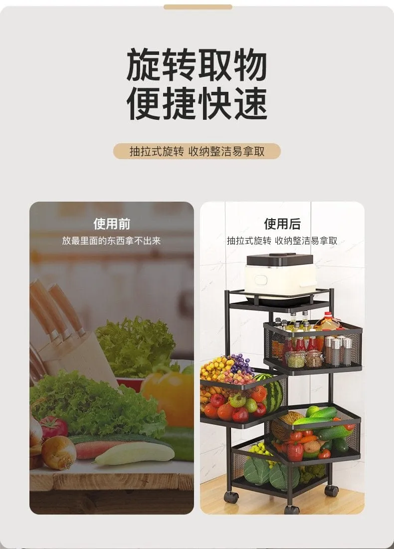 Multi-function Kitchen Vegetable Basket Rotating Organizer