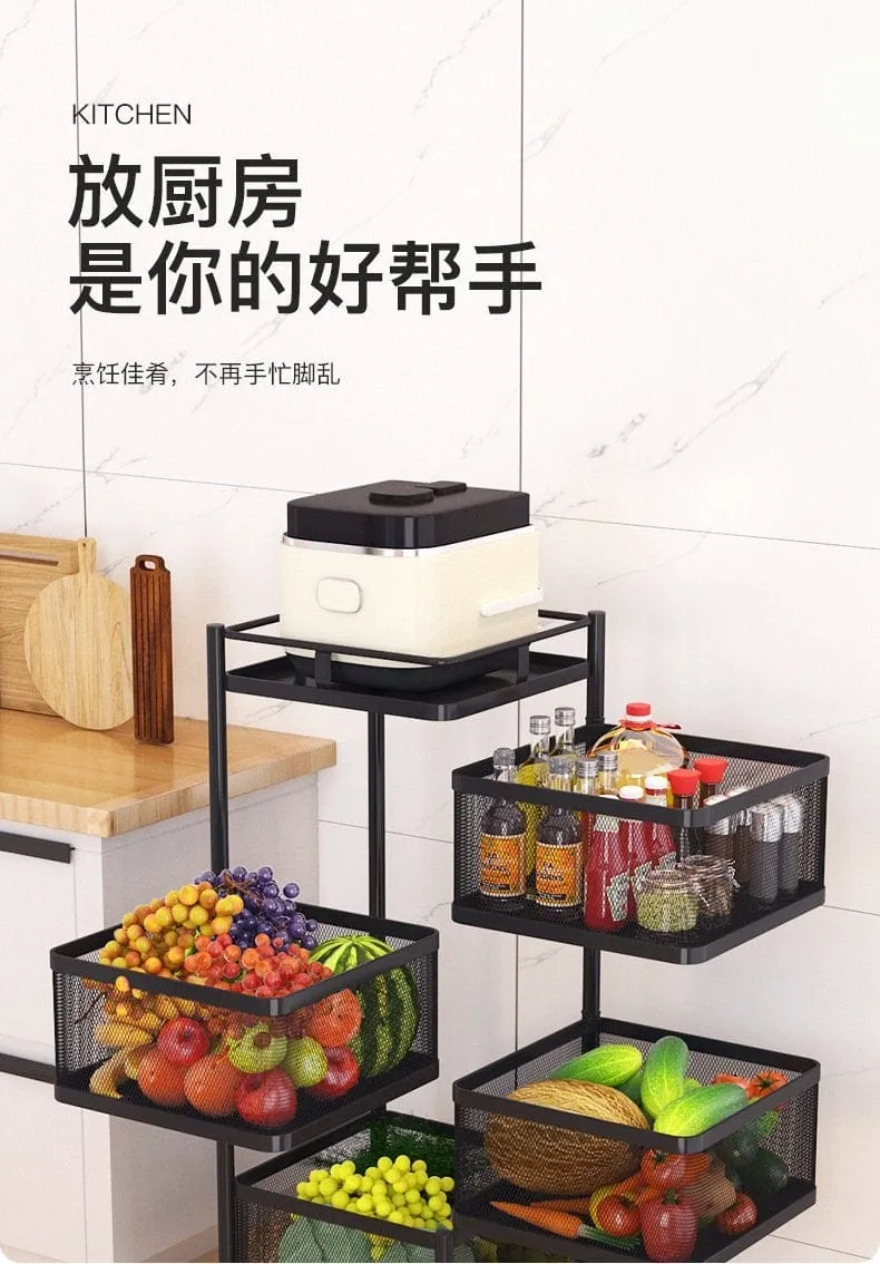 Multi-function Kitchen Vegetable Basket Rotating Organizer