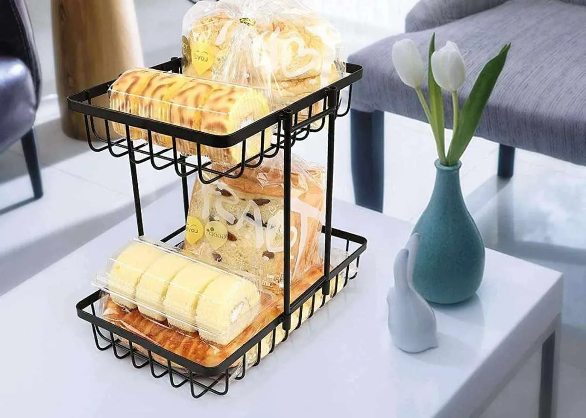 Multipurpose Counter top Free Standing 2-Tier Fruit & Vegetable Basket for Dining Table Basket Vegetables Storage Organizer