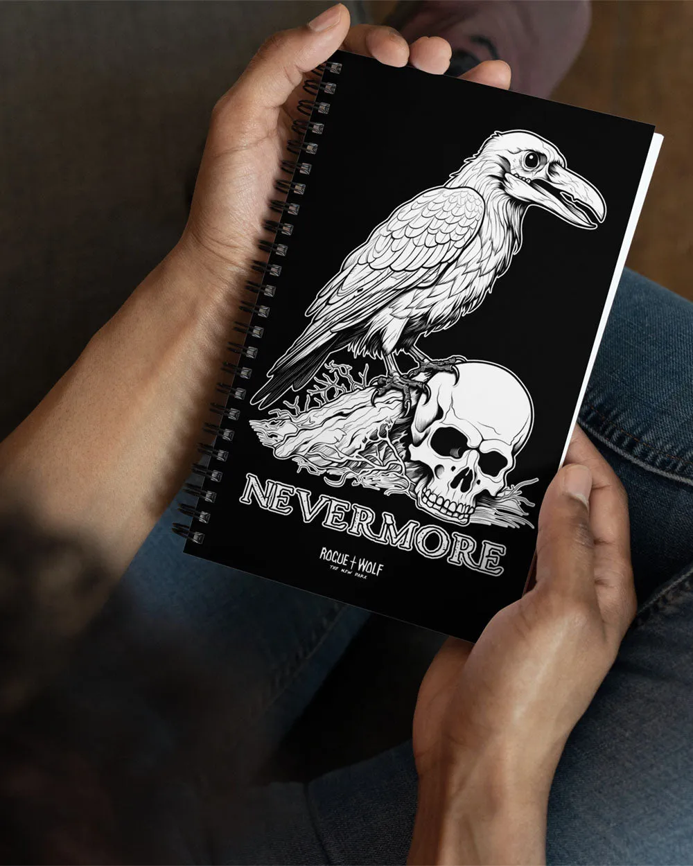 Nevermore Spiral Notebook Journal - Gothic Home Office & Stationery Journal for Women Spooky Goth Halloween Gifts