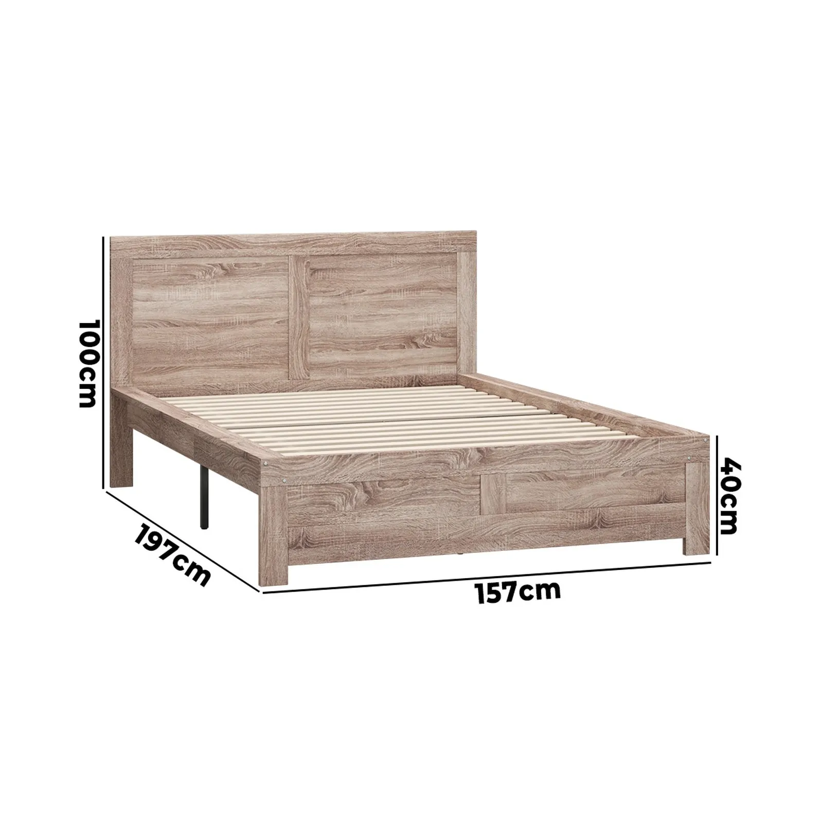 Oikiture Bed Frame Double Size Wooden Bed Platforms NEO