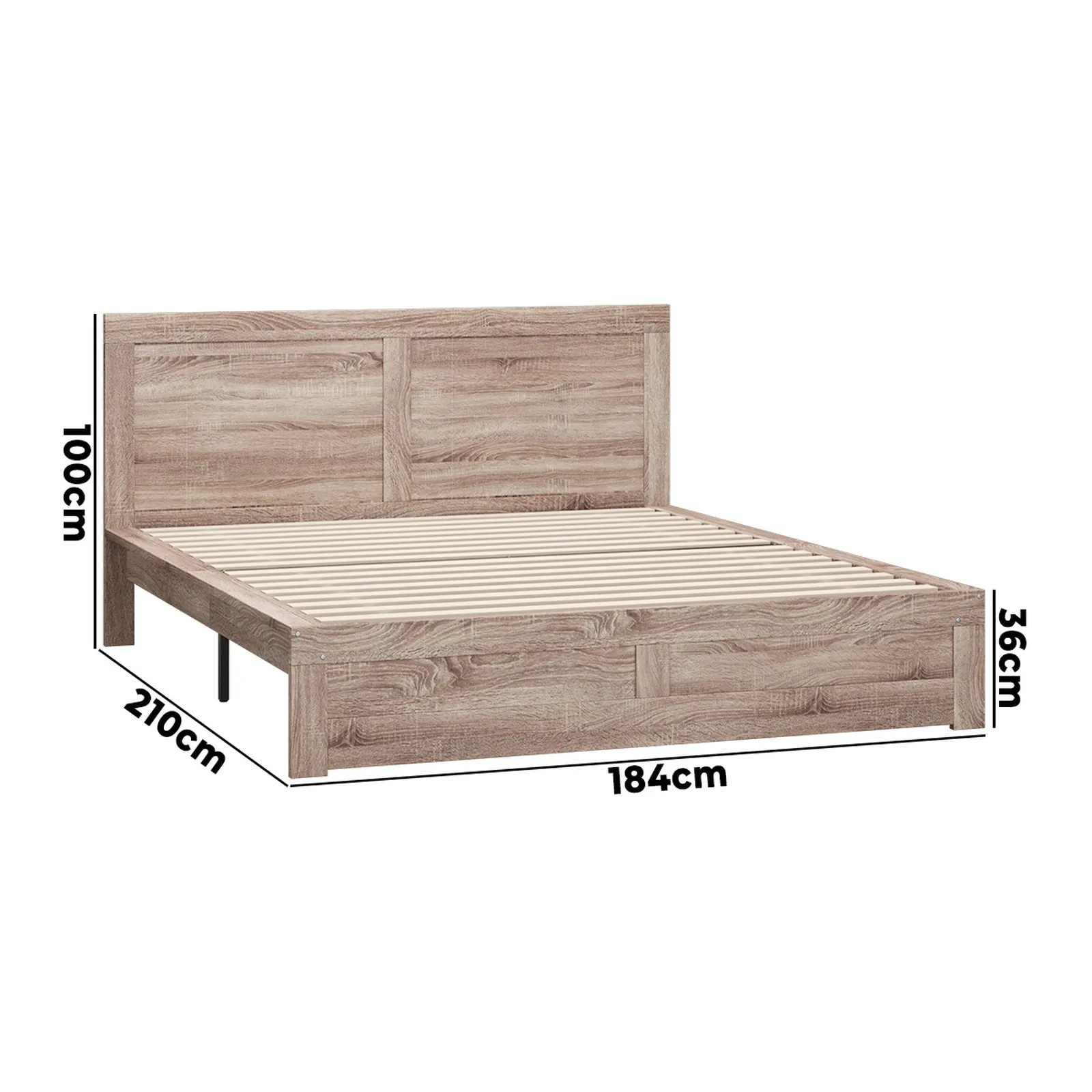 Oikiture Bed Frame King Size Wooden Bed Platforms NEO