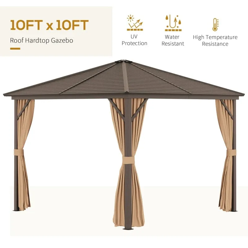 Outsunny 10x10 Hardtop Gazebo with Aluminum Frame - 84C-094V01