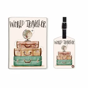 Passport and Luggage Tag Set Travel Case - World Traveller