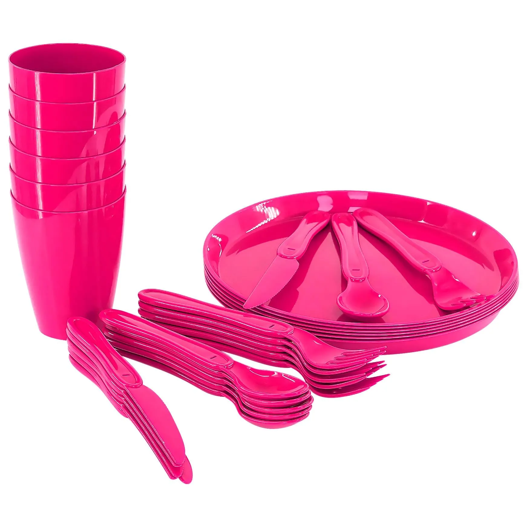 Pink Camping Set For Six 31 Pieces