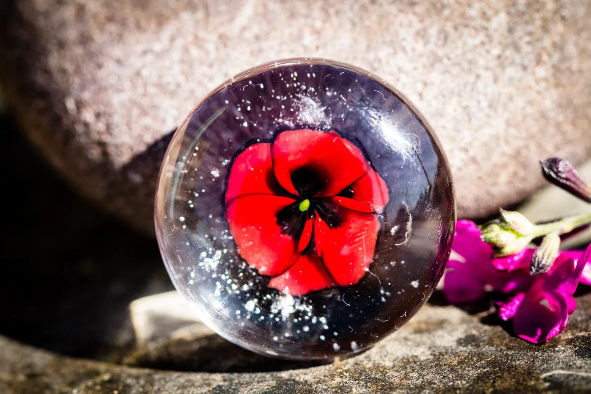 Poppy Glass Touchstone with Infused Cremains