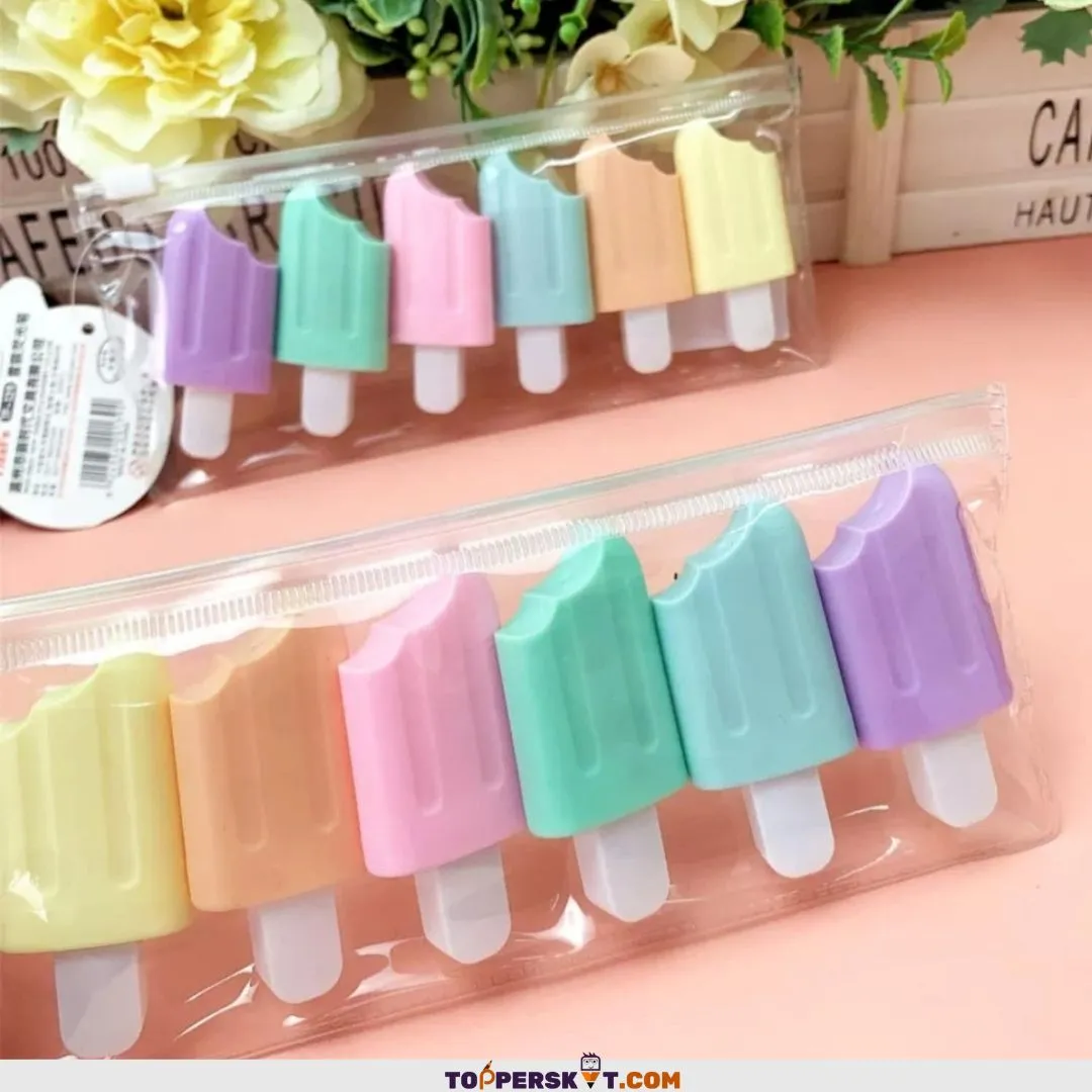 Popsicles Highlighter Ice Cream Shape-Assorted Colors (Pack of 6)