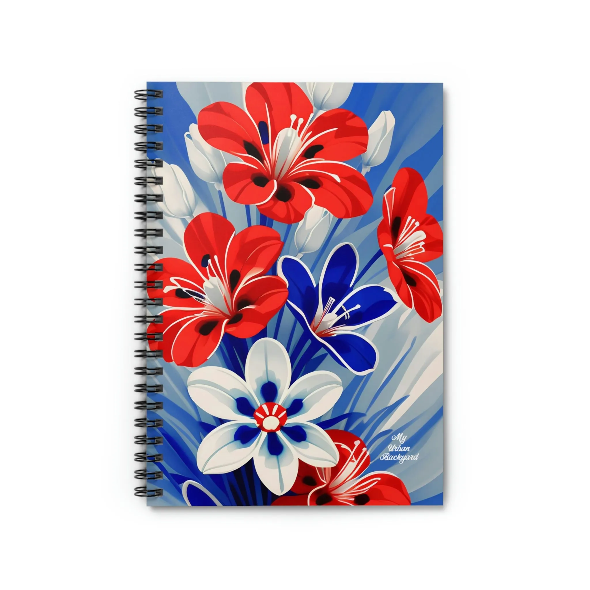 Red White and Blue Flowers, Spiral Notebook Journal - Write in Style