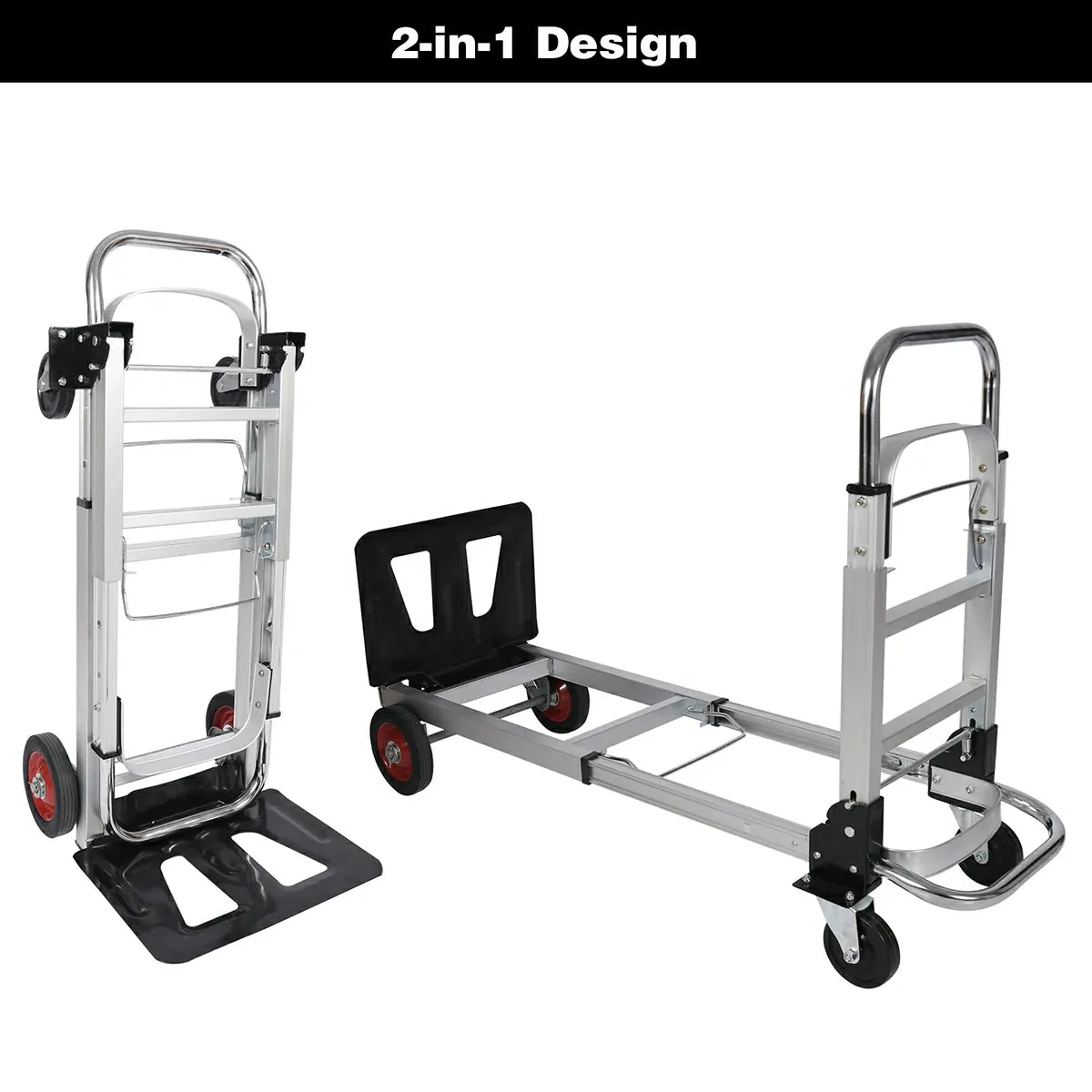 REDCAMP Folding Aluminum 2 in 1 Convertible Hand Truck Dolly