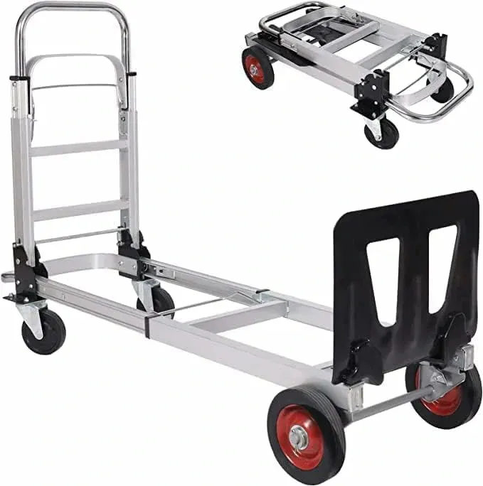 REDCAMP Folding Aluminum 2 in 1 Convertible Hand Truck Dolly