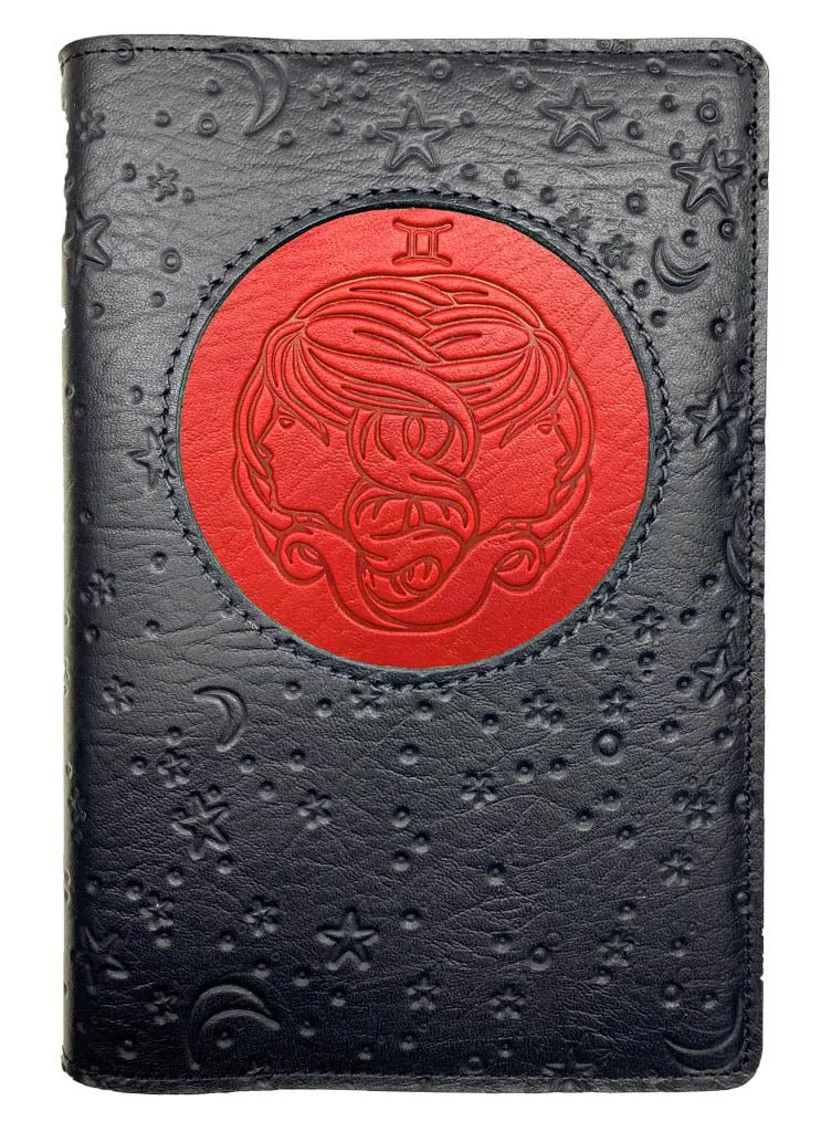 Refillable Leather Journal, Zodiac Icon, Gemini