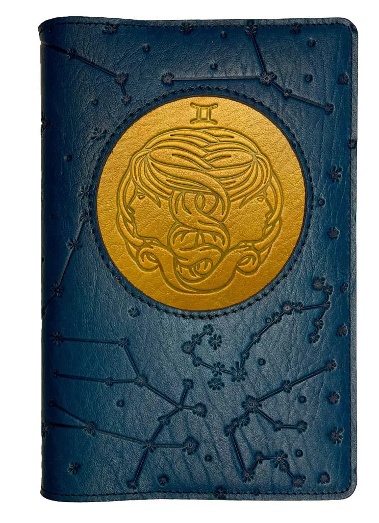 Refillable Leather Journal, Zodiac Icon, Gemini