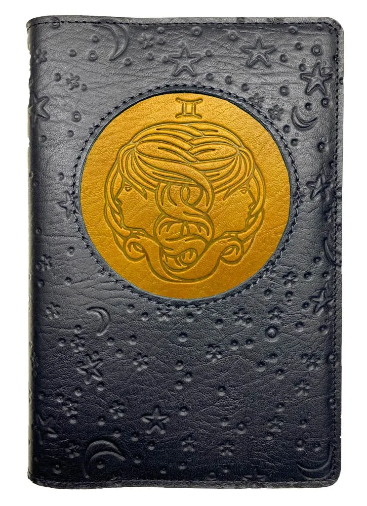 Refillable Leather Journal, Zodiac Icon, Gemini