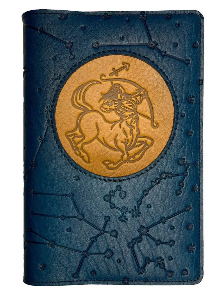 Refillable Leather Journal, Zodiac Icon, Sagittarius