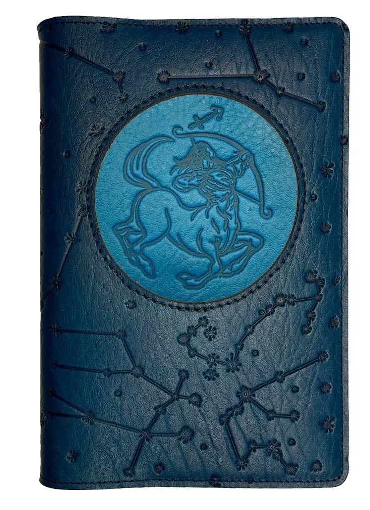 Refillable Leather Journal, Zodiac Icon, Sagittarius