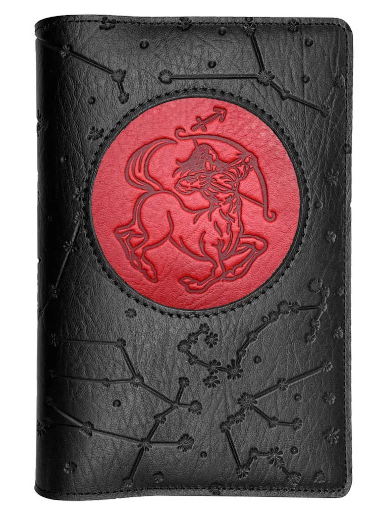 Refillable Leather Journal, Zodiac Icon, Sagittarius