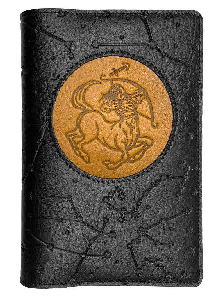 Refillable Leather Journal, Zodiac Icon, Sagittarius