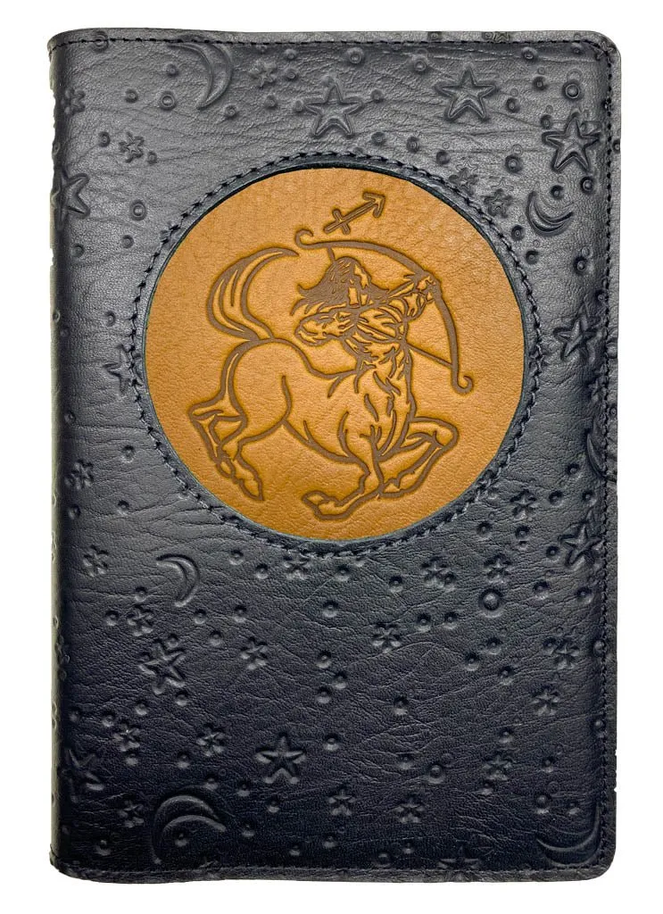 Refillable Leather Journal, Zodiac Icon, Sagittarius