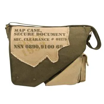 ROTHCO VINTAGE CANVAS TWO-TONE IMPRINTED MAP BAG