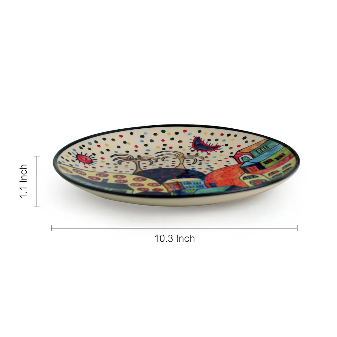 'The Hut Couple' Handpainted Ceramic Dinner Plates (10 Inch, Set Of 2)