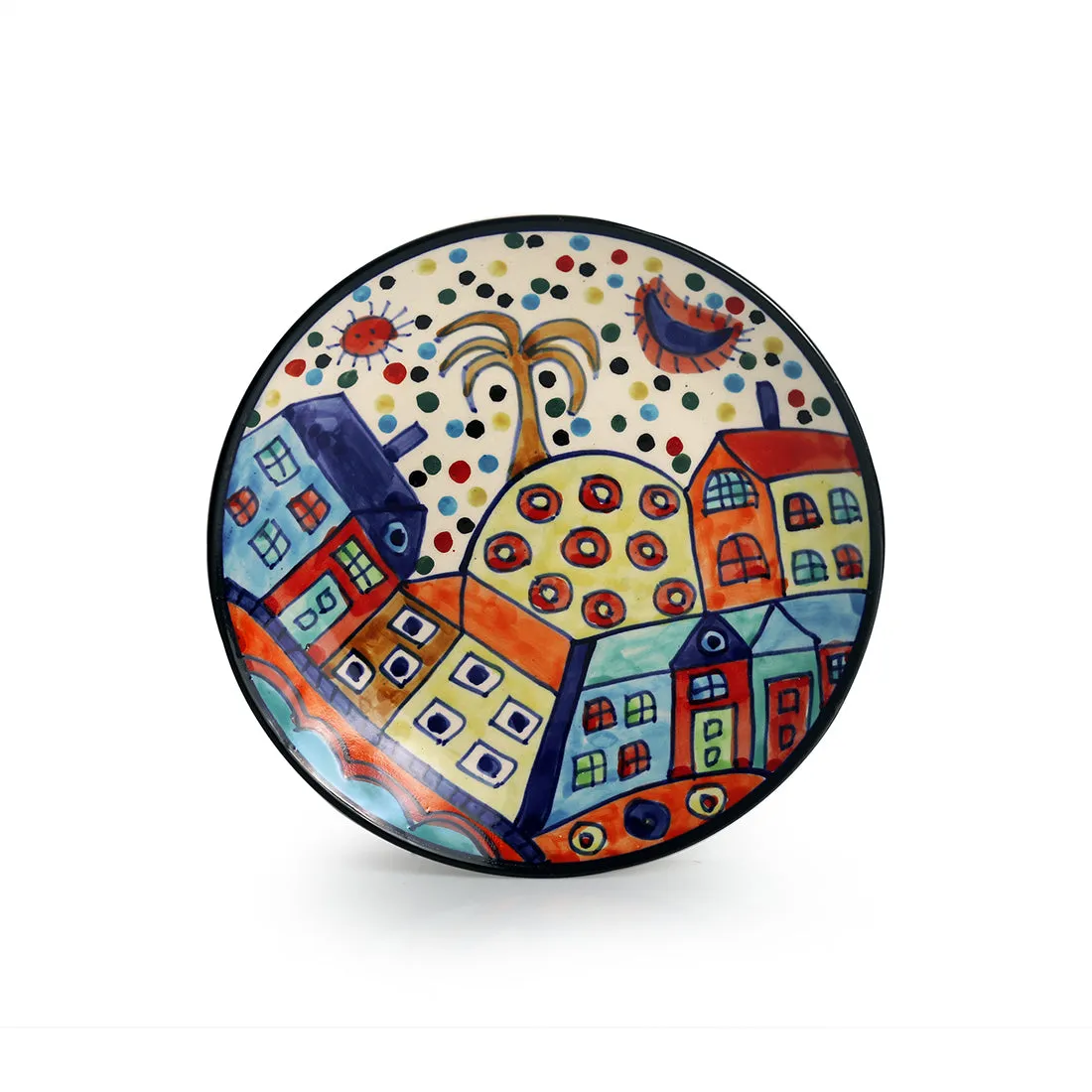 'The Hut Family' Handpainted Ceramic Quarter Plates (7 Inch, Set Of 6)