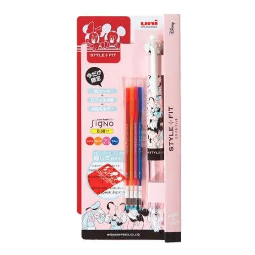 UNI UE3H258DSA Disney Limited Style Fit Happy Pen Tube Winnie the Pooh Mickey and Minnie 0.38mm 3-in 4-in refill combination