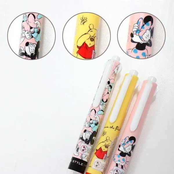 UNI UE3H258DSA Disney Limited Style Fit Happy Pen Tube Winnie the Pooh Mickey and Minnie 0.38mm 3-in 4-in refill combination