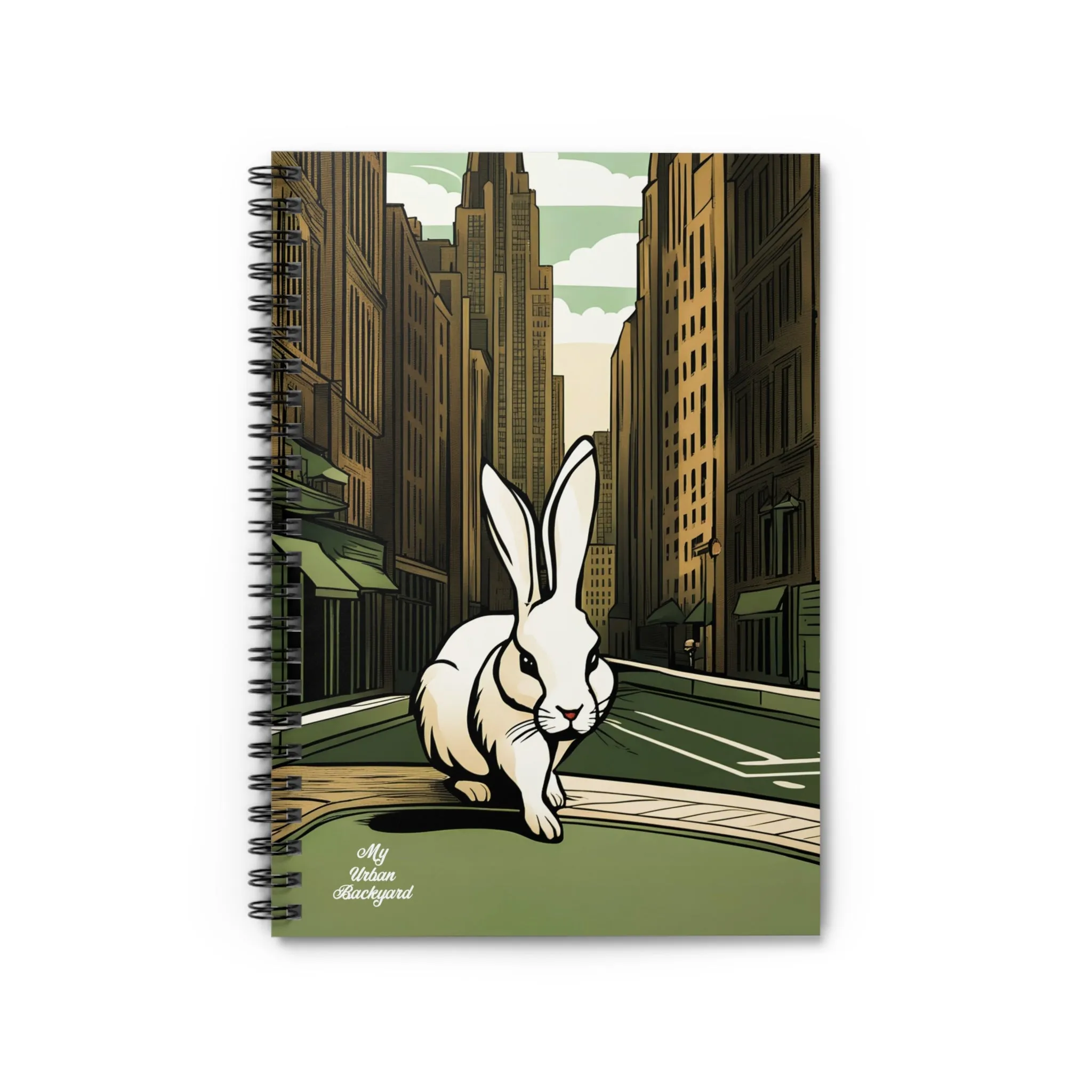 White Rabbit on a City Street, Spiral Notebook Journal - Write in Style